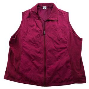 Columbia Womens Vest Jacket Size 2X Fleece Full Zip Stand Collar Winter Cozy Red